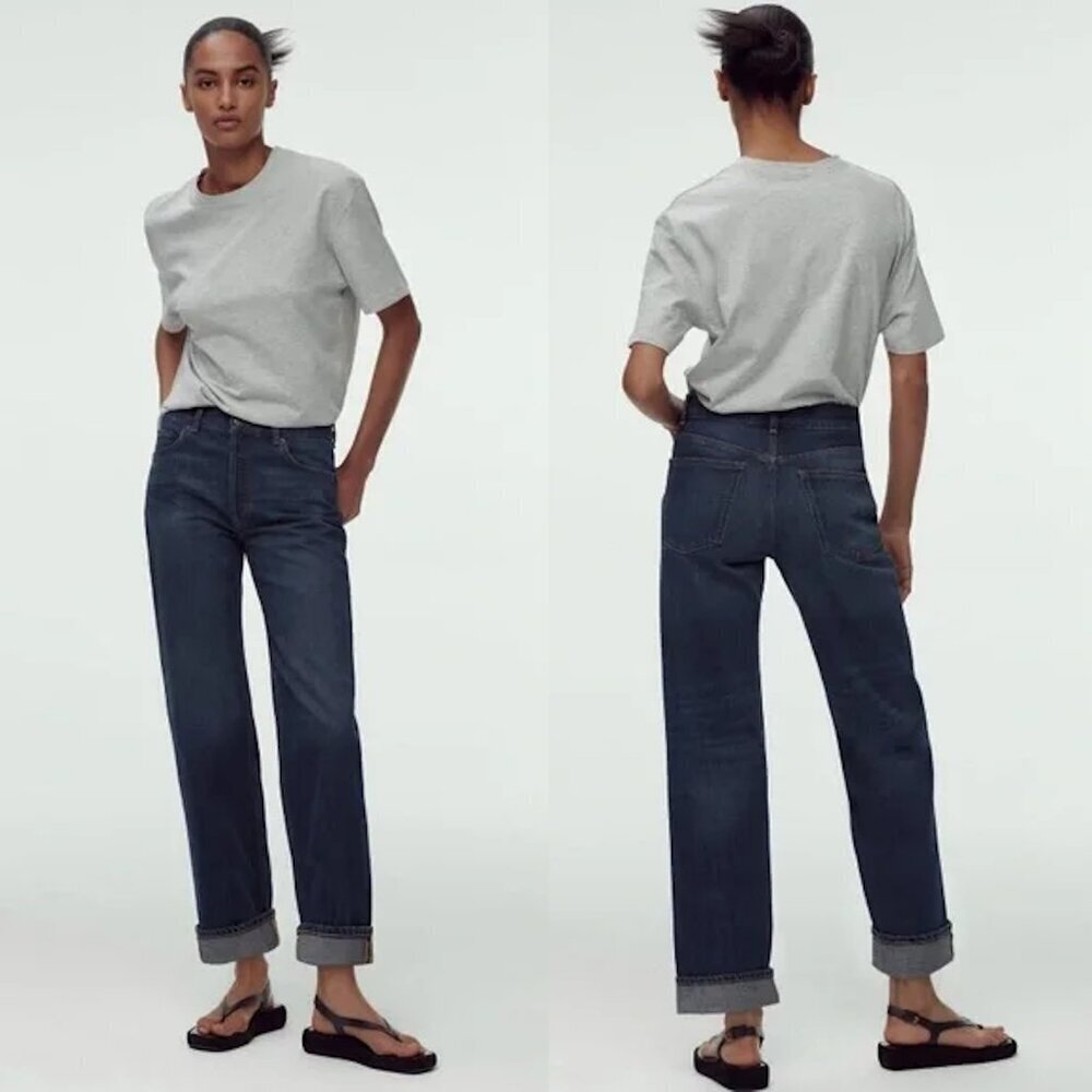 NWT New Zara The Relaxed Boyfriend Rinse Indigo Jeans Size 14